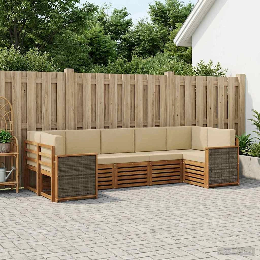 Set di divani da esterno 6 pz Naturale 3384799