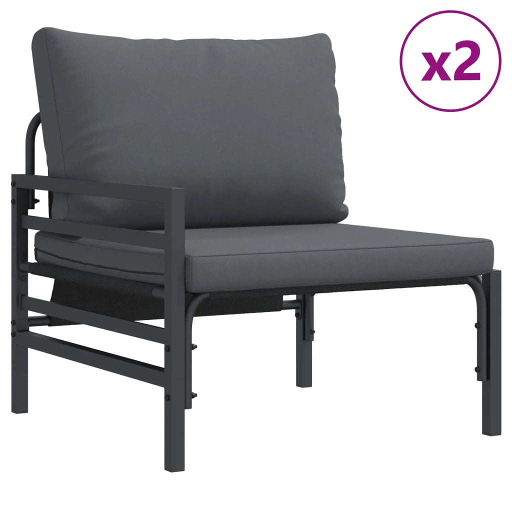 Set Divano da Giardino con cuscino 7 pcs Nero Acciaio