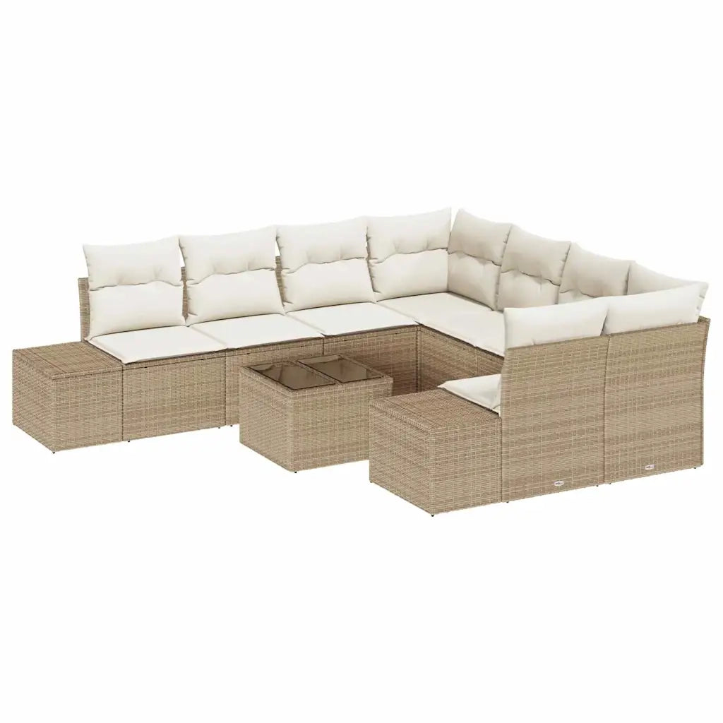 Set Divano da Giardino 9 pcs Beige e Crema polyrattan 3355670