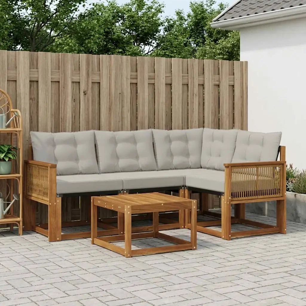 Set di divani da esterno 5 pcs Naturale e Grigio Chiaro 3381939
