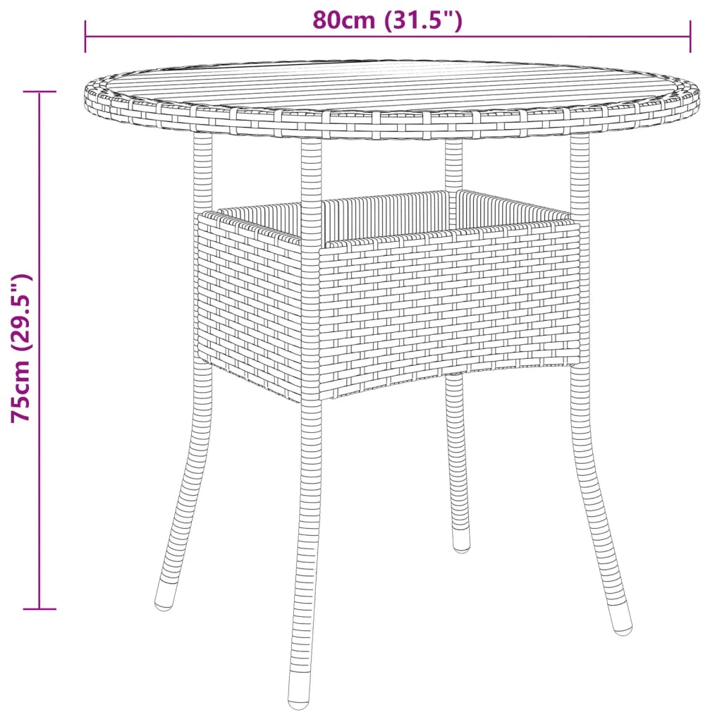 Set da Bistrot per Giardino 3 pz in Polyrattan Nero 3058549