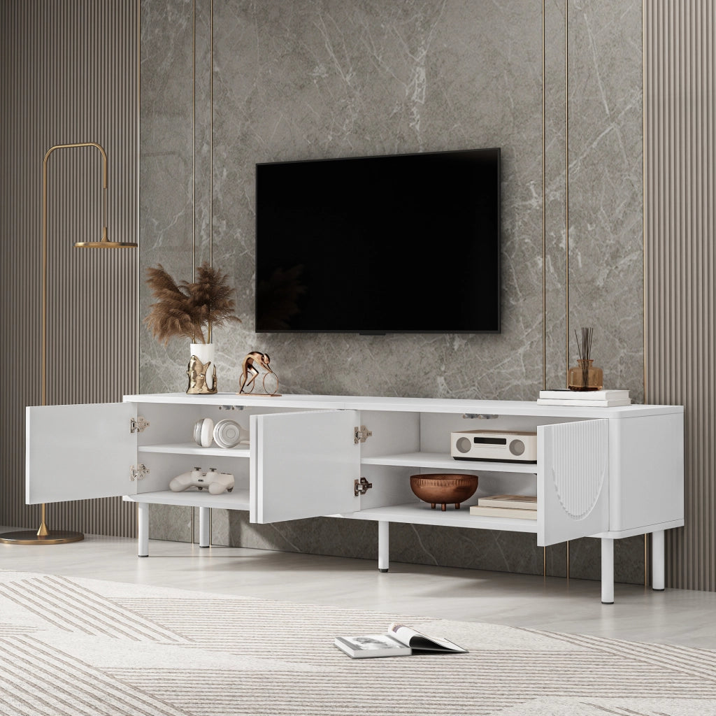 Cassettiera per TV bianca in MDF e truciolato 180 cm