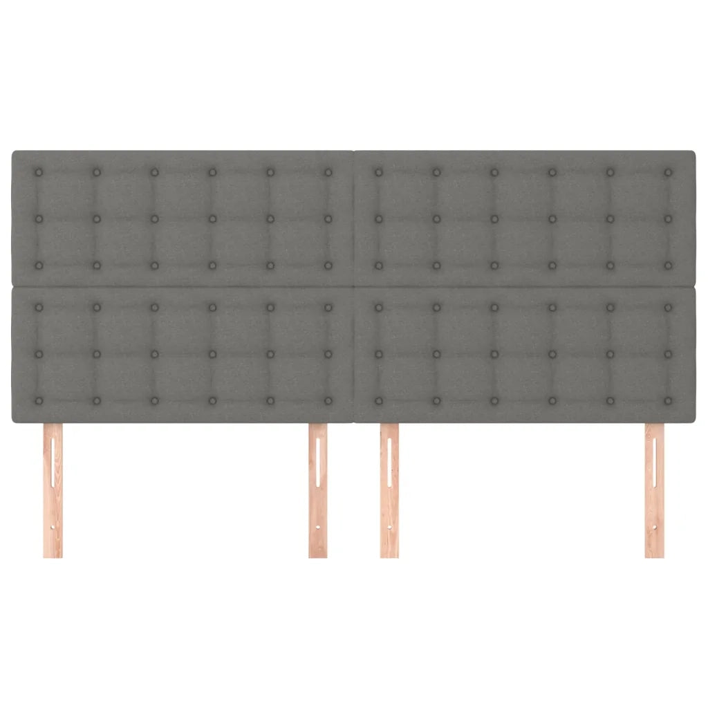 Testiera-Testata Decorativa Grigio Scuro 200x5x118/128 cm Tessuto 378857