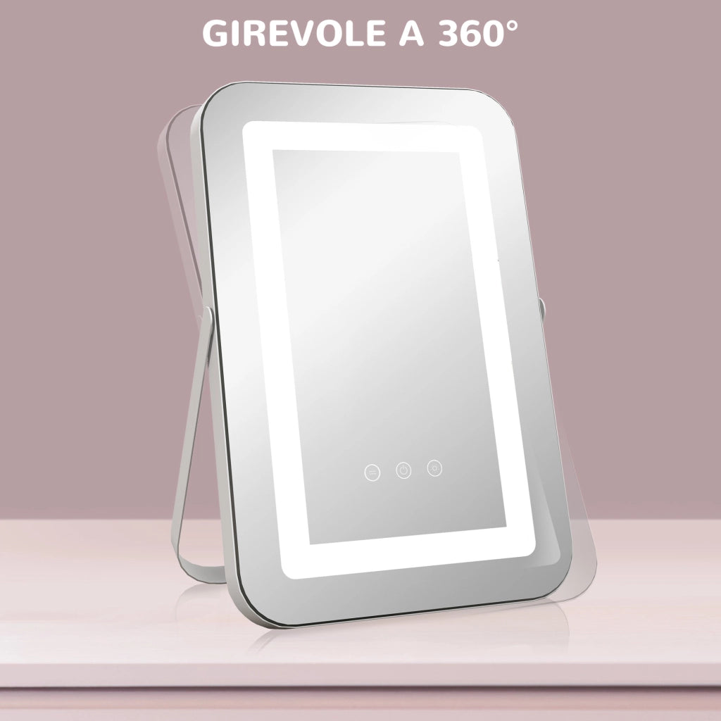 Specchio Trucco con Luci e Ingranditore ¨C Minimal ¨C Bianco 31x41.5x3cm