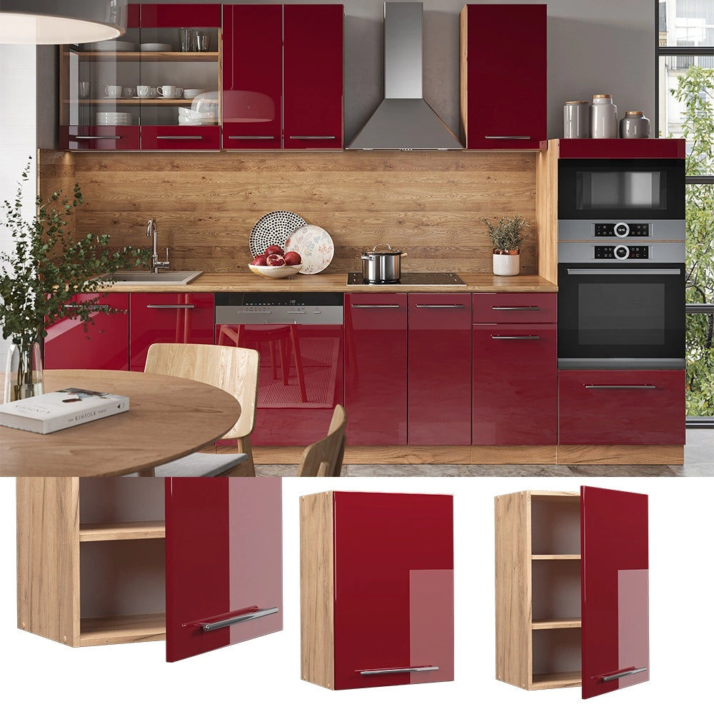 Pensile da cucina Fame-Line Bordeaux lucido/Rovere dorato 50 cm Vicco