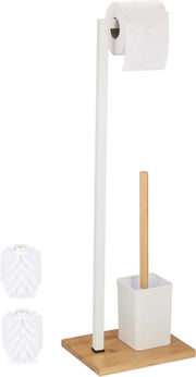 Set di accessori per la toilette - 2 in 1 - bambù e acciaio inossidabile - 1 pezzo