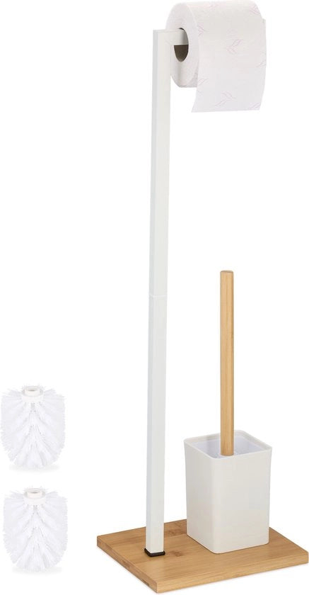 Set di accessori per la toilette - 2 in 1 - bambù e acciaio inossidabile - 1 pezzo