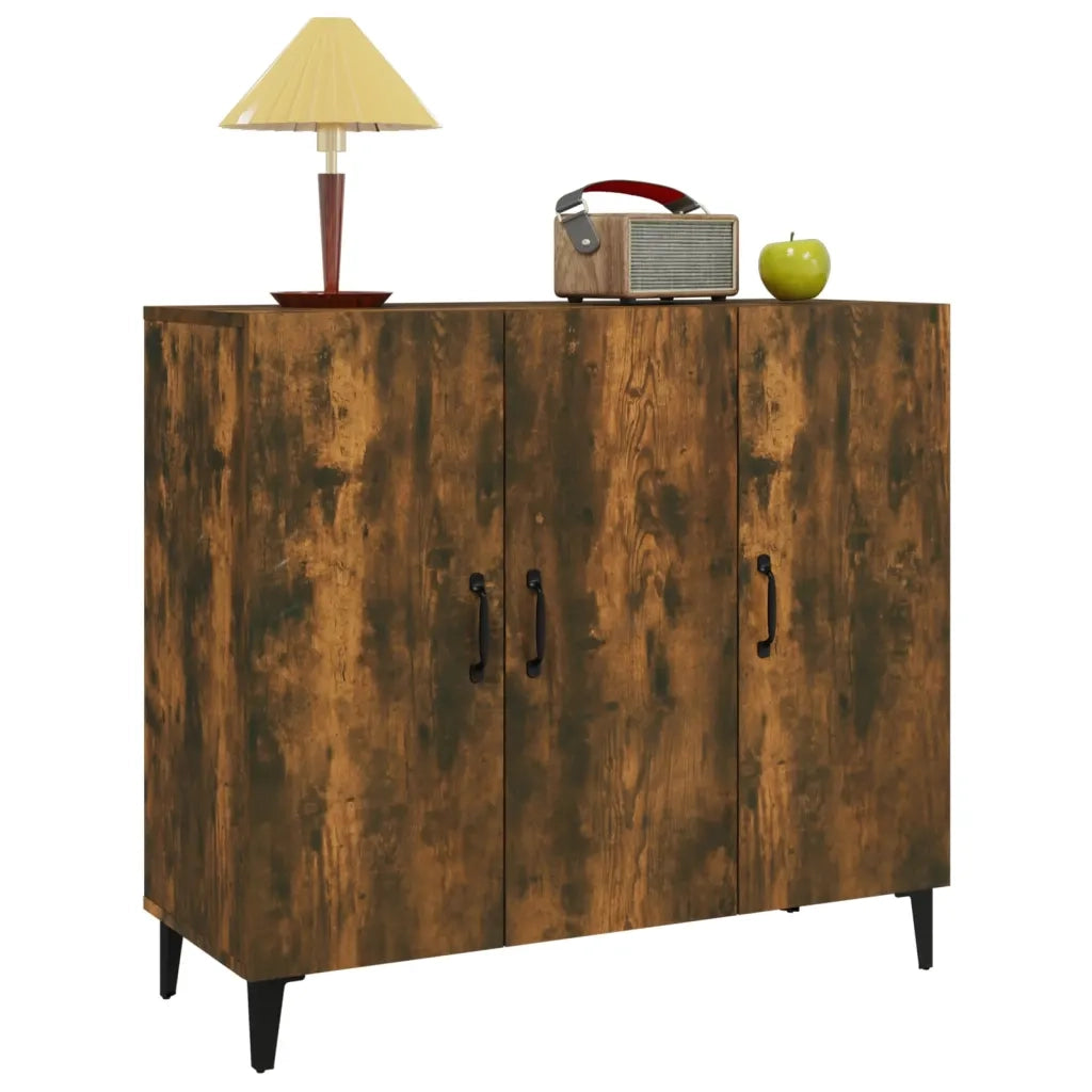 Credenza Rovere Fumo 90x34x80 cm in Legno Multistrato 817462