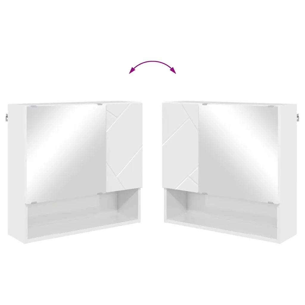 Mobiletto per specchio con porta Bianco Lucido 59 x 17 x 55 cm 883368