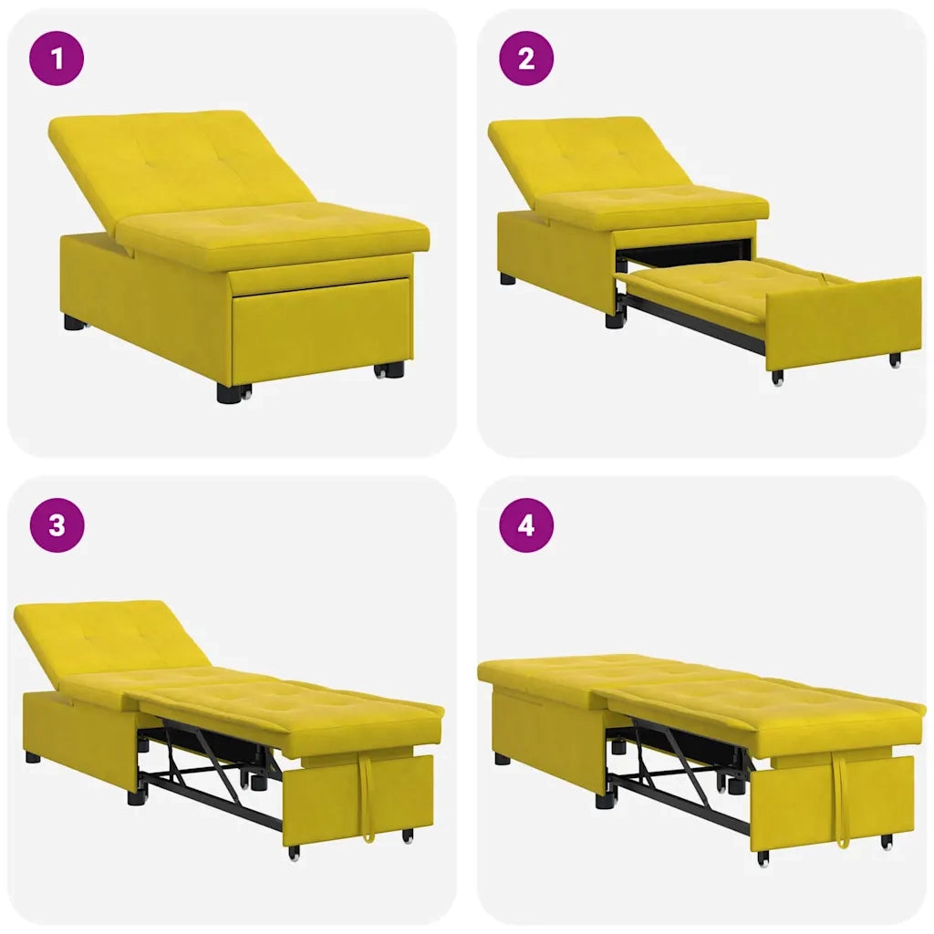 Divano letto Giallo 194 x 67 x 82 cm Velluto 42008601