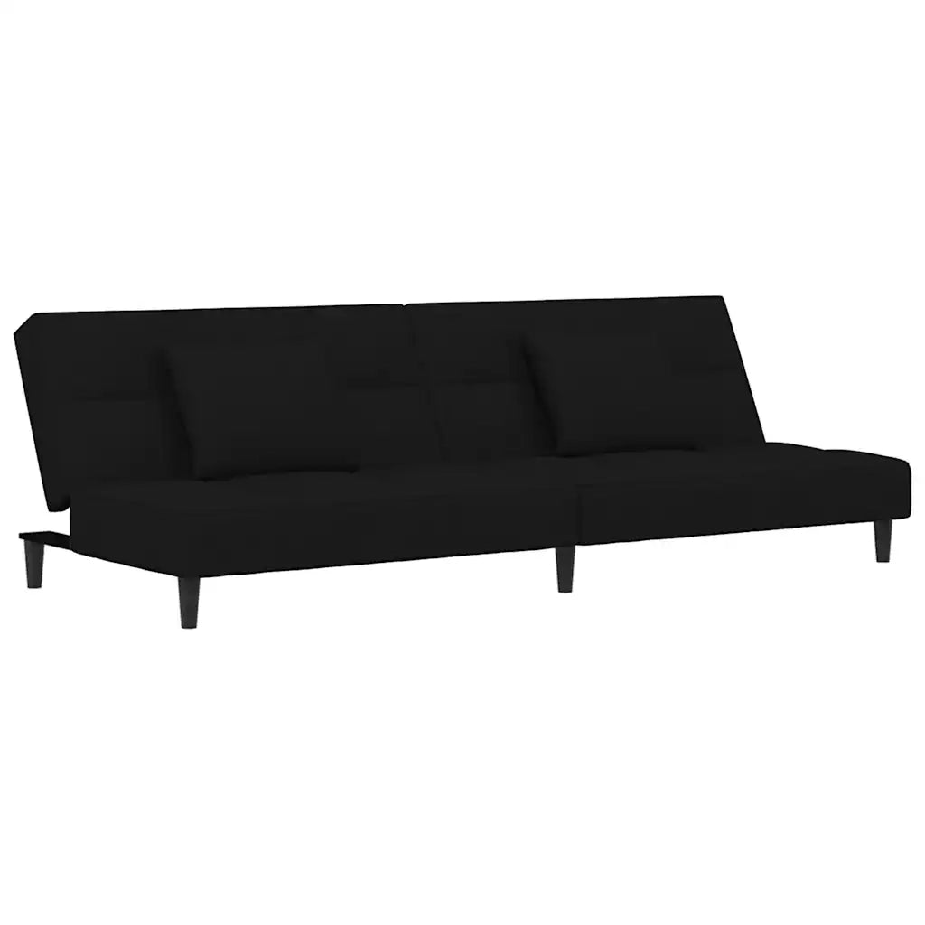 Divano Letto a 2 Posti con 2 Cuscini-Sofa Letto 2 Posti-Daybed Nero in Velluto 204020
