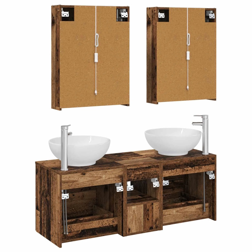 Set di mobili per il bagno 5 pz Legno antico 3406973