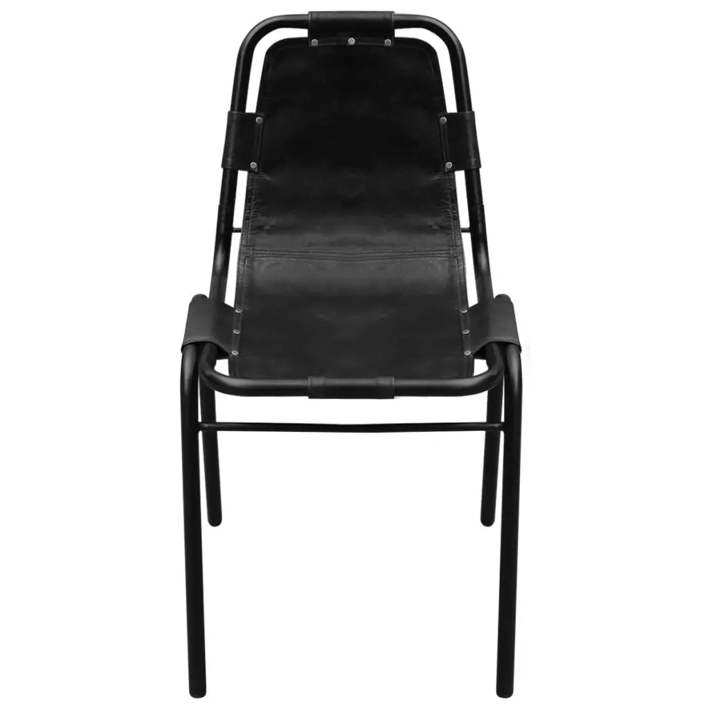 Sedie da Pranzo 2 pz Nere in Vera Pelle 243721