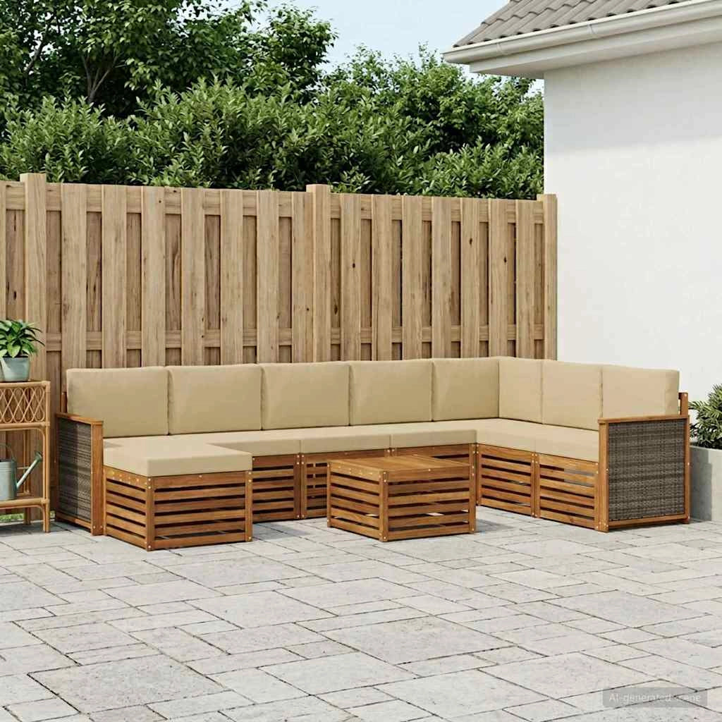 Set di divani da esterno 7 pz Naturale 3384739