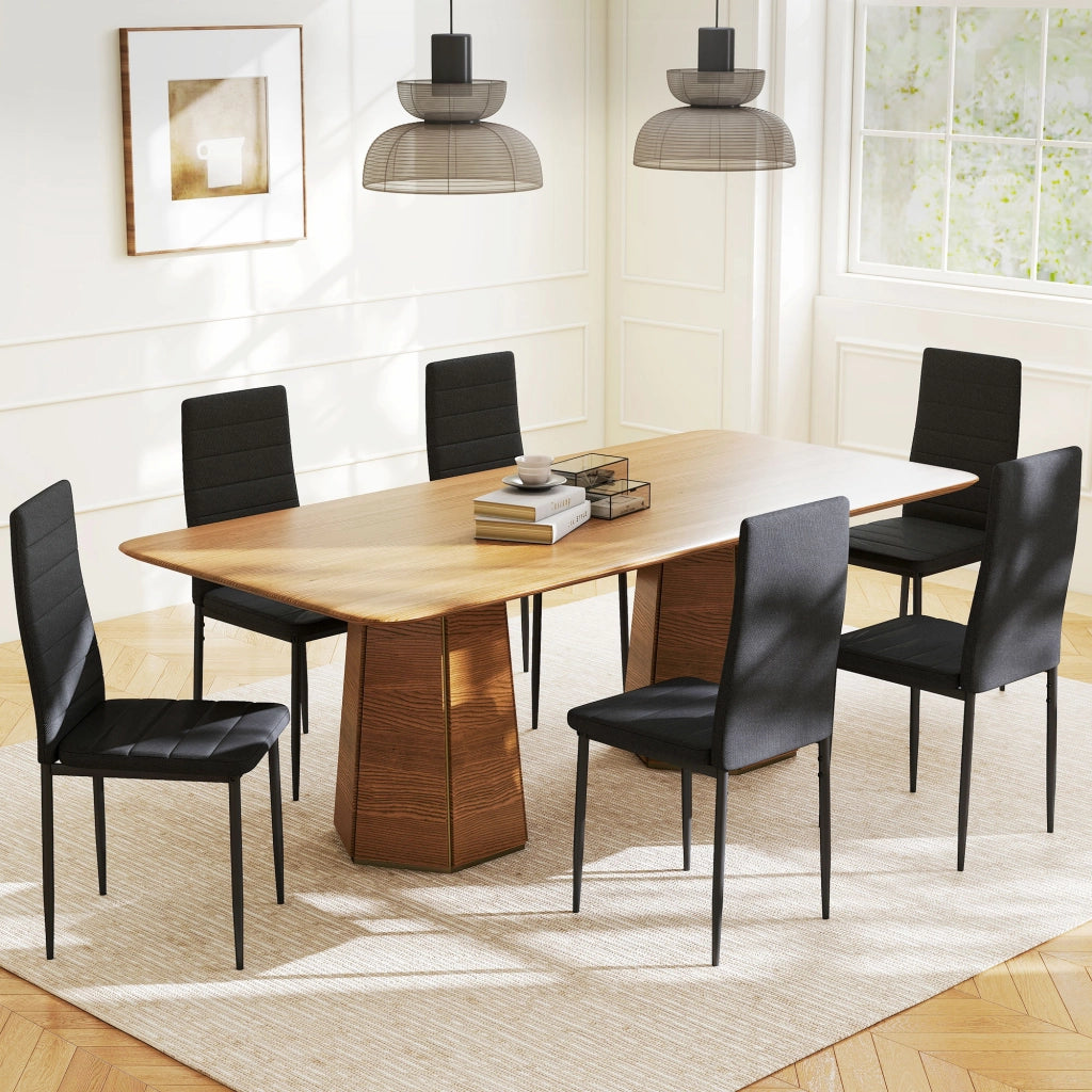 Set 6 Sedie da Pranzo Moderne Imbottite in Tessuto con Schienale Alto e Gambe in Metallo ¨C Zephmum ¨C Nero 41x50x97 cm