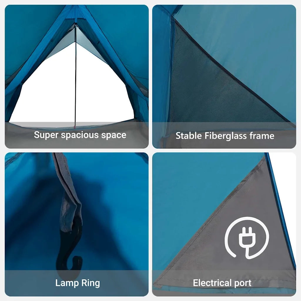 Tenda Familiare con tetto Blu e Grigio 256 x 256 x 185 cm 4100677