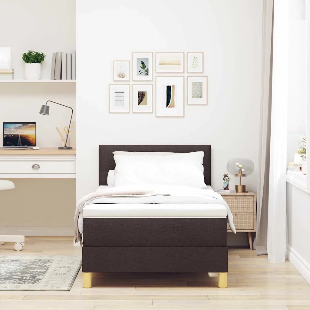 Letto a Sorgente LED con led Marrone Scuro 80 x 200 cm Tessuto