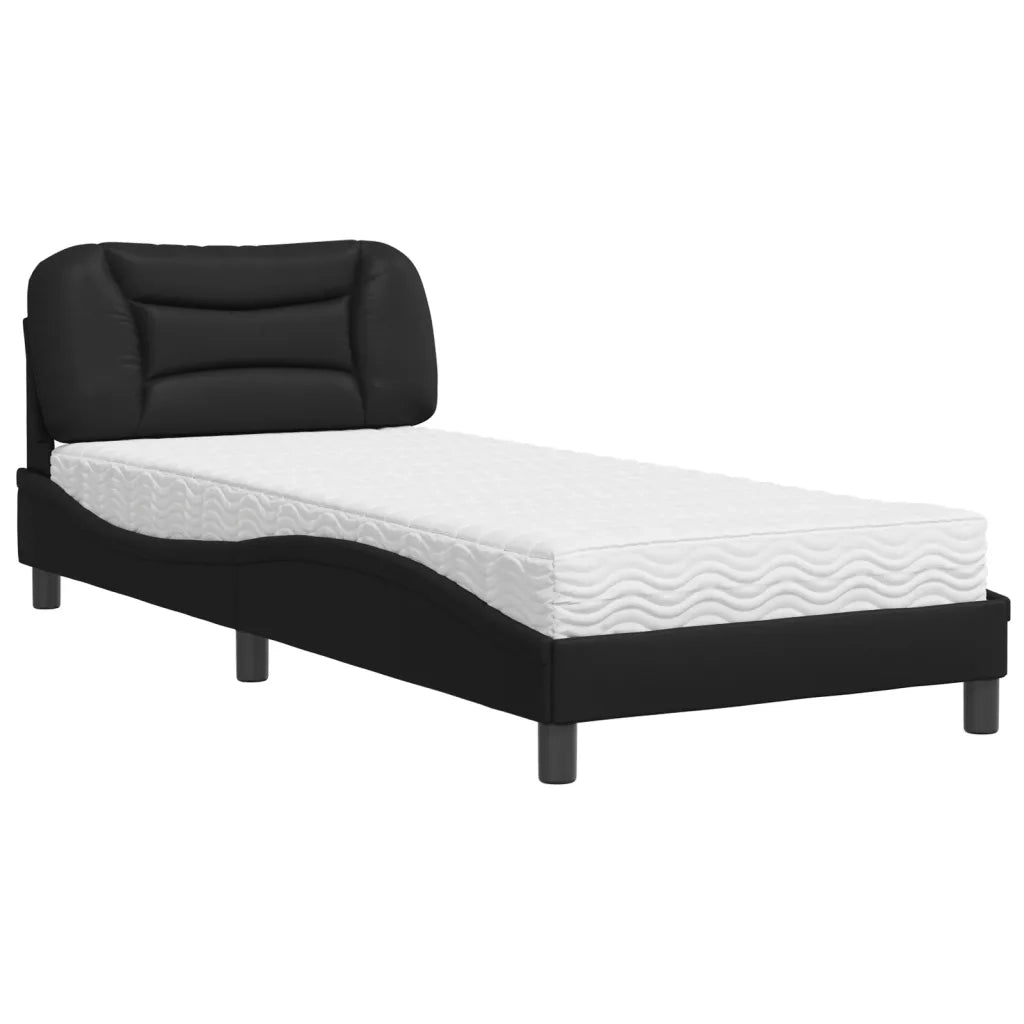 Letto con Materasso Hvar Nero 80x200 cm in Similpelle