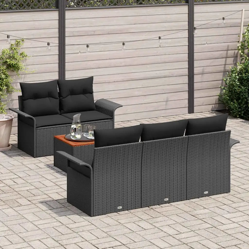 Set Divano da Giardino con archiviazione 6 pcs Nero polyrattan 3355937