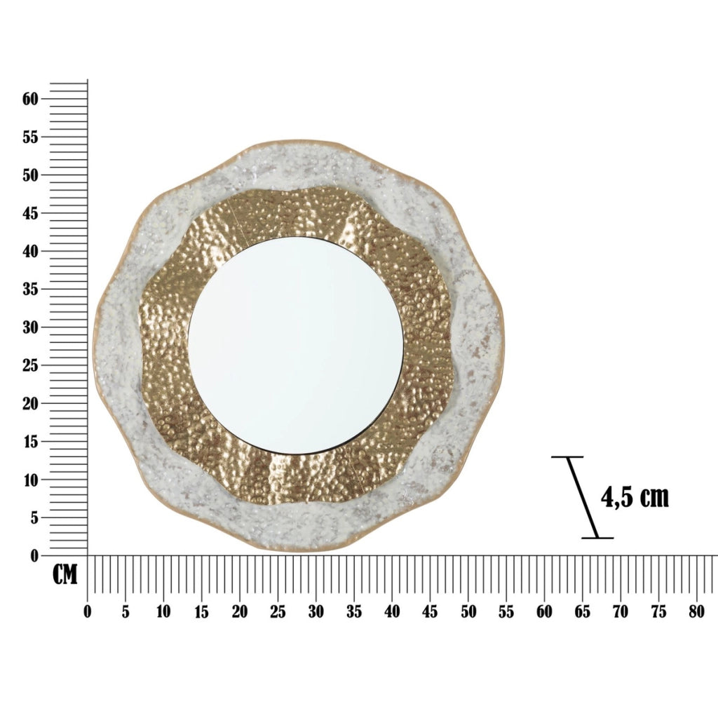Specchio da parete Shai Light tondo in ferro oro e crema