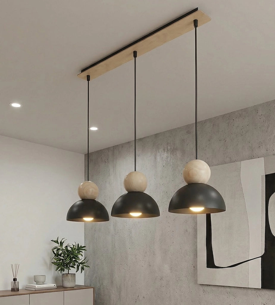 Lampada a sospensione KAKI 3xE27 nero beige Emibig