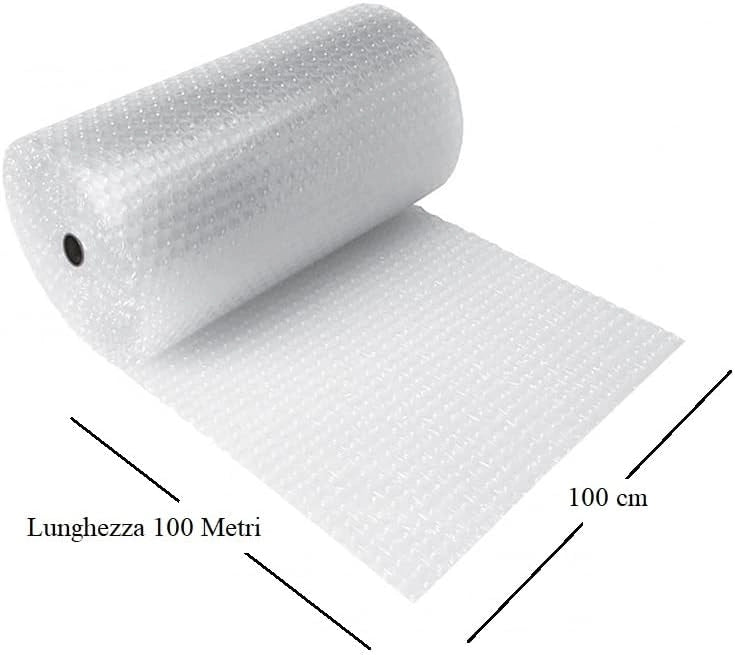 Pluriball imballaggio rotolo telo a bolle per trasloco e trasporto lungo 100 metri alto 100 cm HD