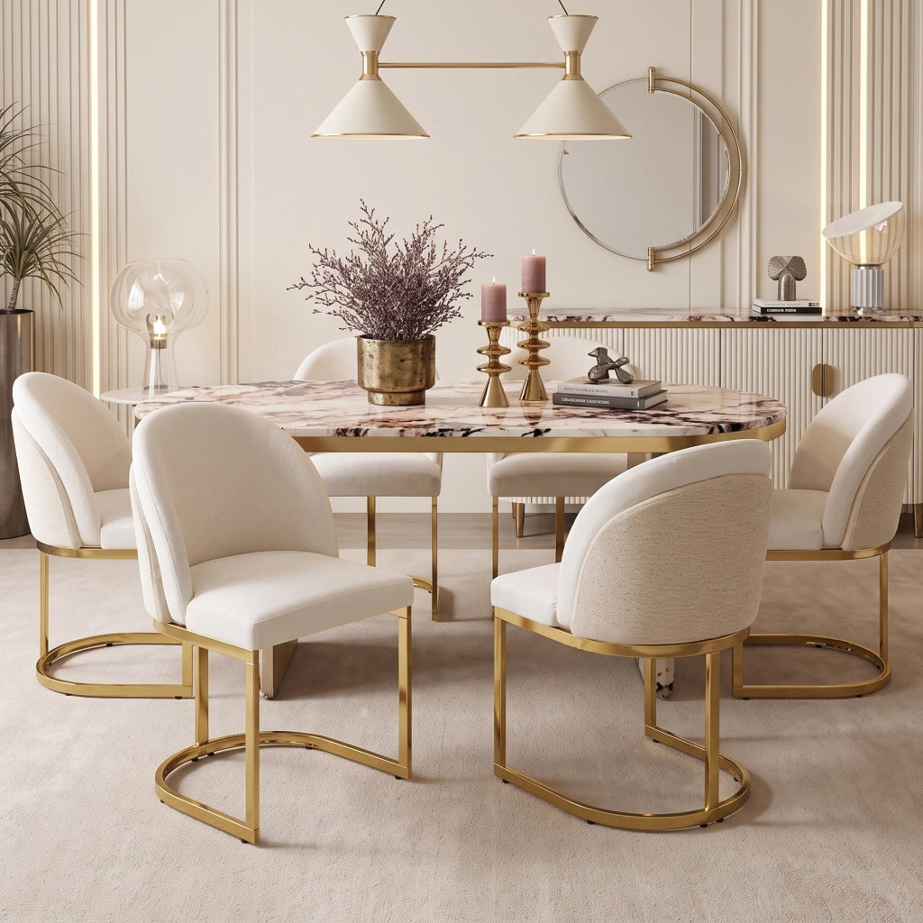 SEDIA da pranzo set da 2 pezzi 66,5x56,49x54,99 cm Chenille Beige e Oro