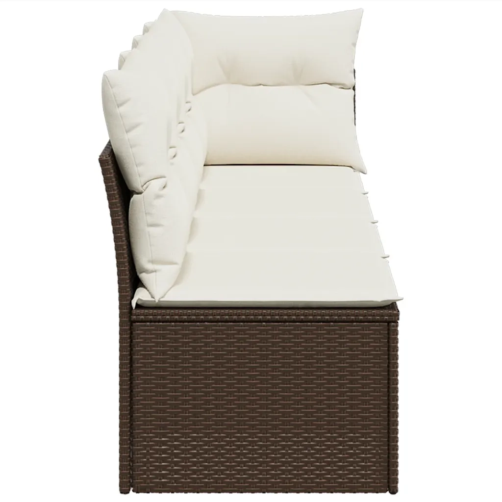 Divano da Giardino a 4 Posti con Cuscini-Sofa da Giardino-Divano da esterno in Polyrattan Marrone