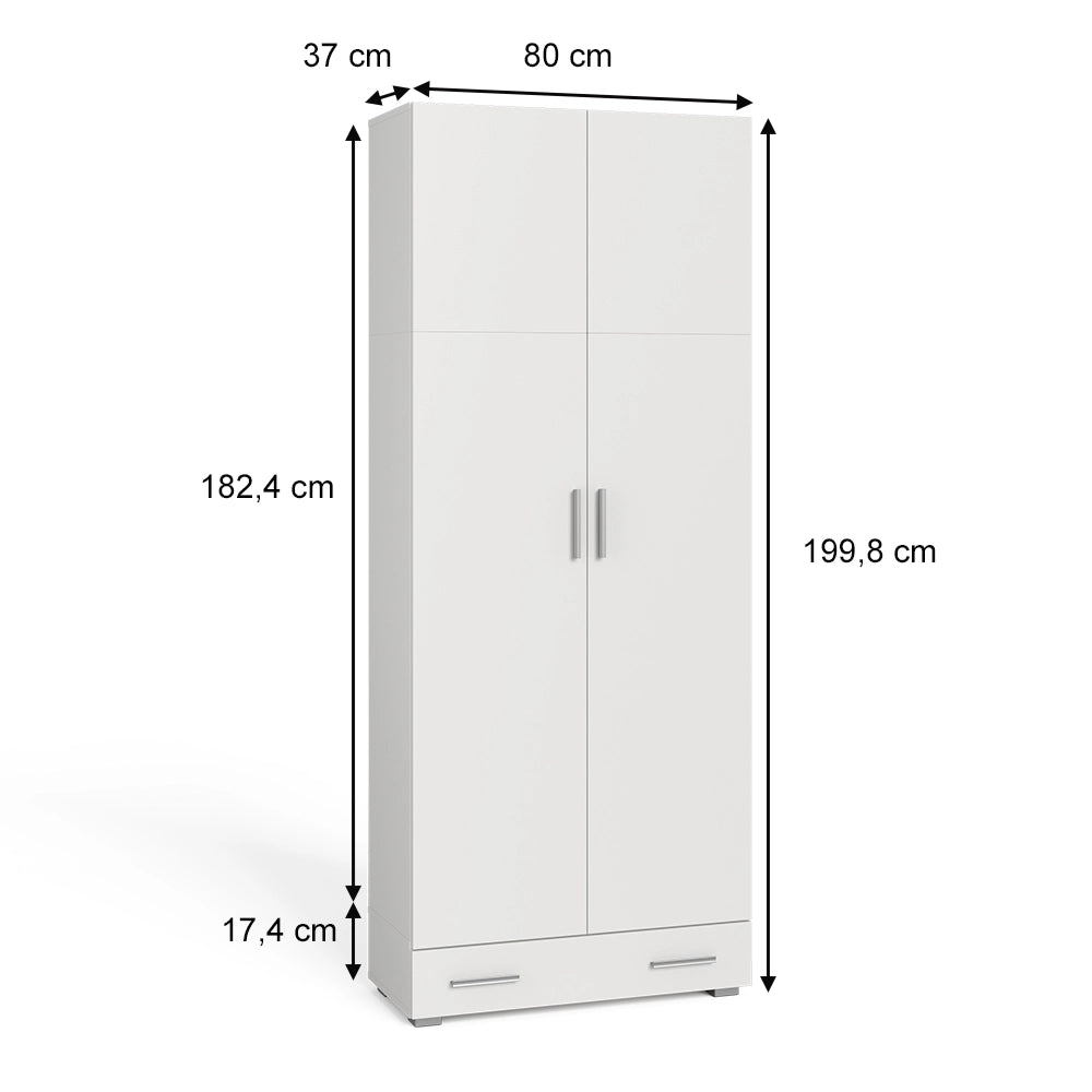 Vicco Scaffale per file Bianco 80 x 182.4 cm con cassetto