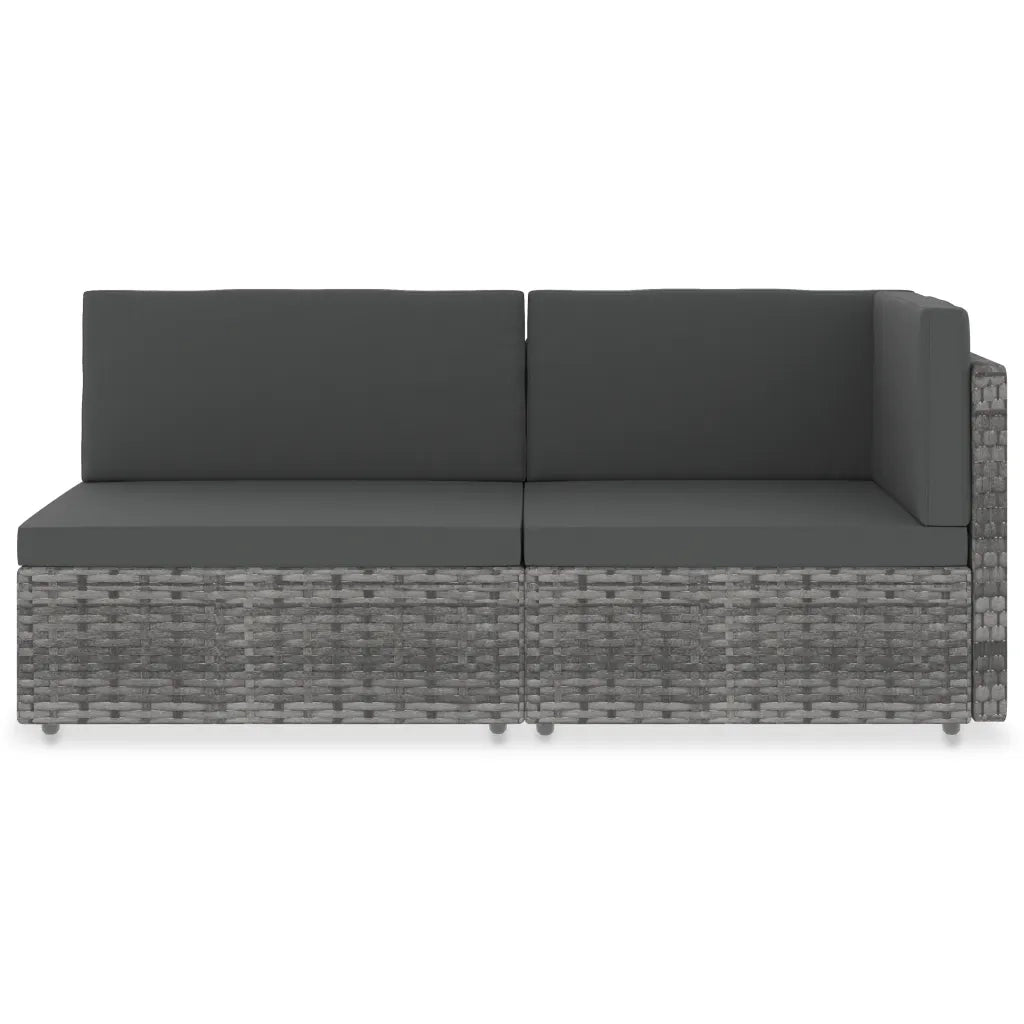 Divano Modulare a 2 Posti in Polyrattan Grigio 49524