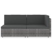 Divano Modulare a 2 Posti in Polyrattan Grigio 49524