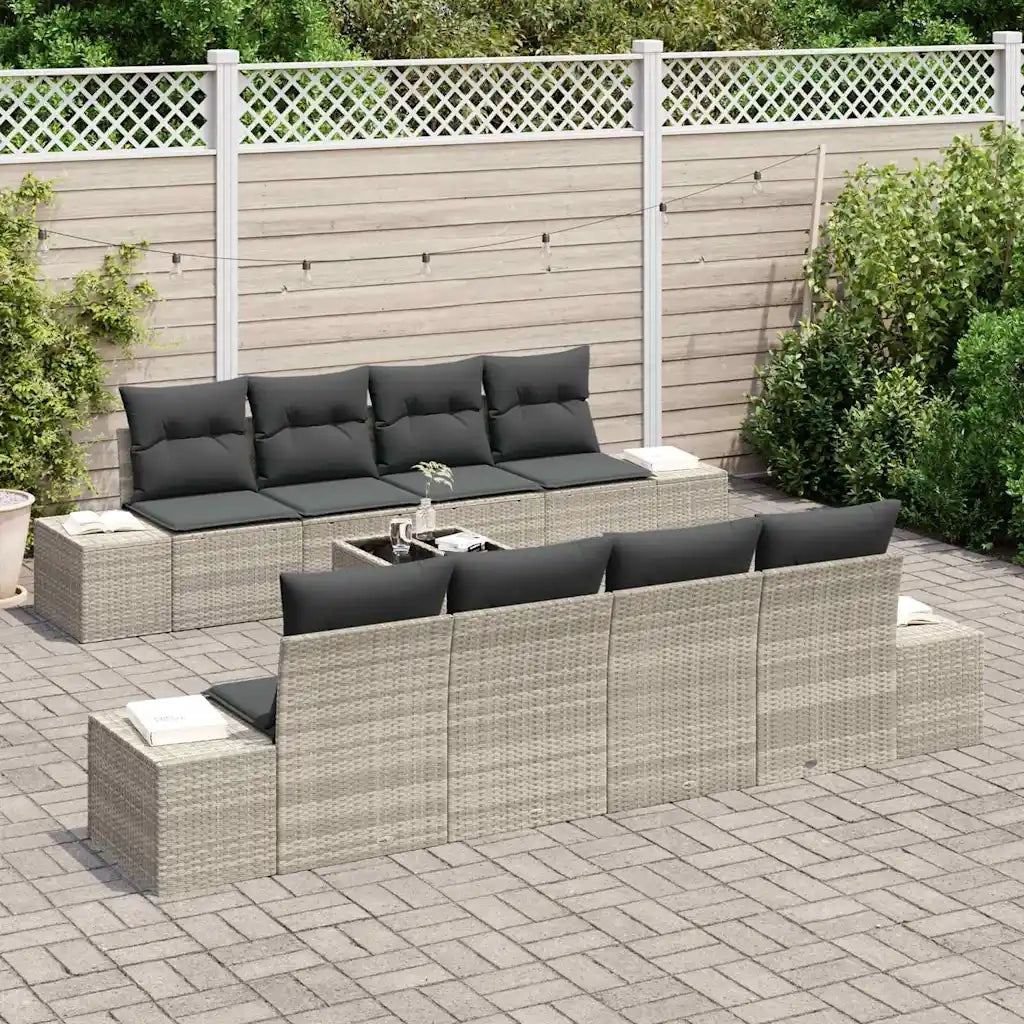Set Divano da Giardino 7 pcs Grigio chiaro polyrattan 3346992
