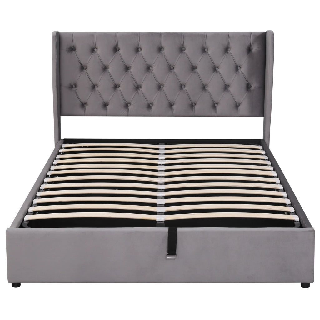 letto imbottito velluto grigio 140 x 190 cm
