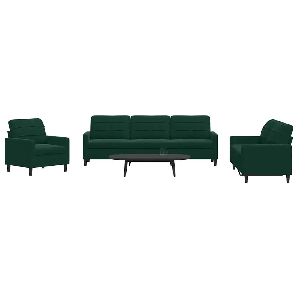 Set di Divani 4 pz con Cuscini Verde scuro in Velluto