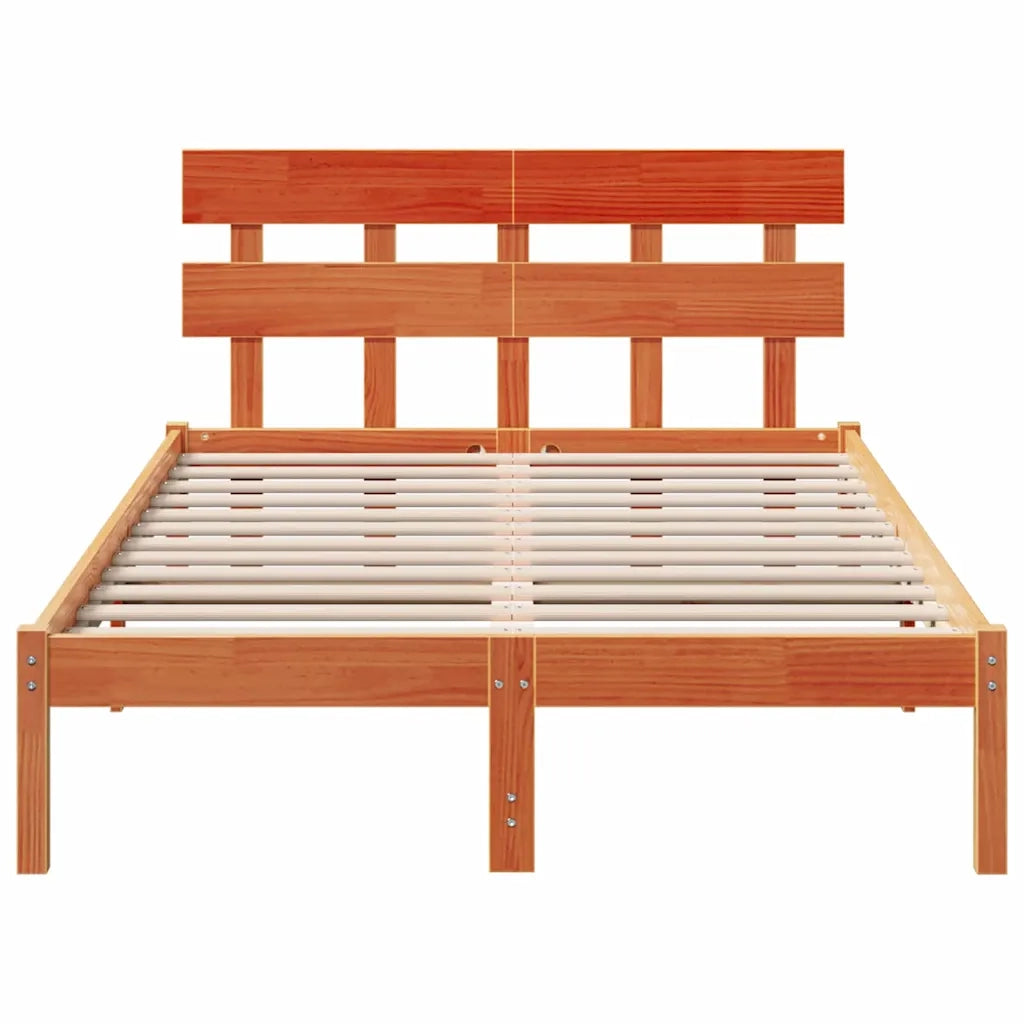 Struttura del letto-Giroletto Marrone 140 x 190 cm Legno massello di pino 999498