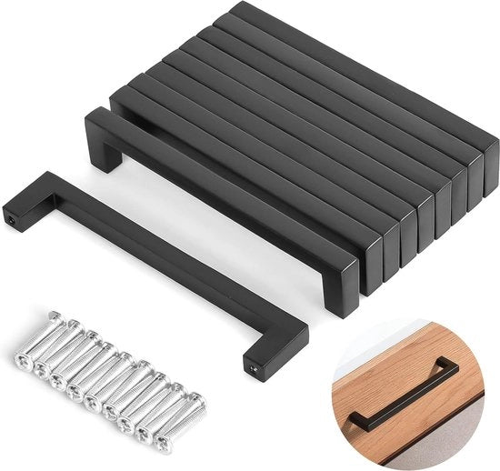 Greppini per Armadi Cucina - 10 pezzi Nero RVS con Spaziatura 128 mm