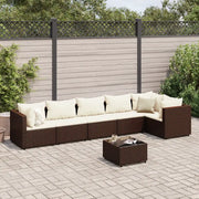 Set Divani da Giardino 7 pz con Cuscini in Polyrattan Marrone 3308113