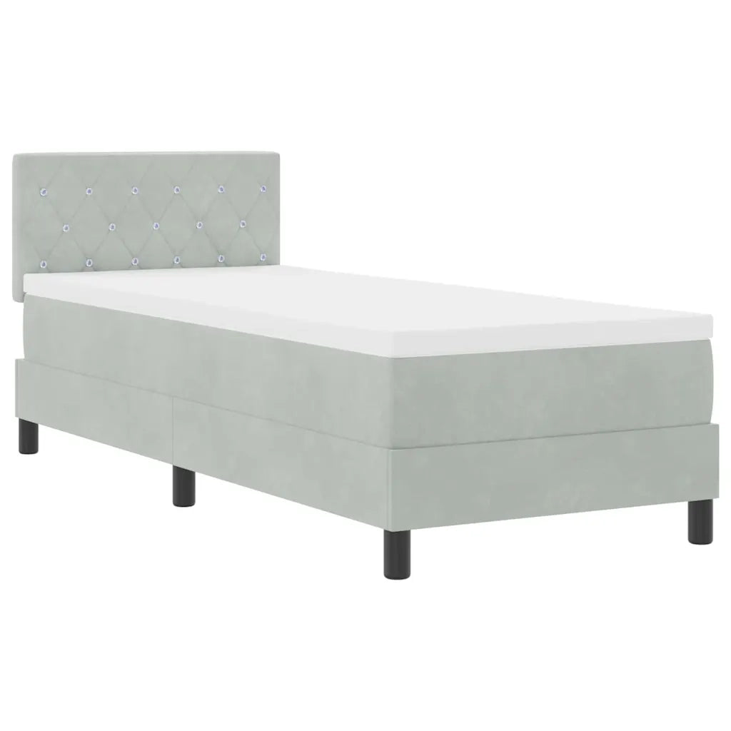 Letto a molle con materasso Grigio chiaro 80 x 200 cm Velluto 3339068