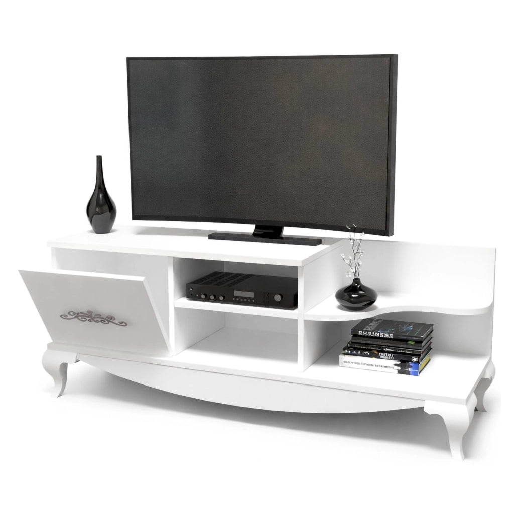 Rinaldo, Mobile Porta tv 2 Ripiani, 130x45x51h cm Bianco