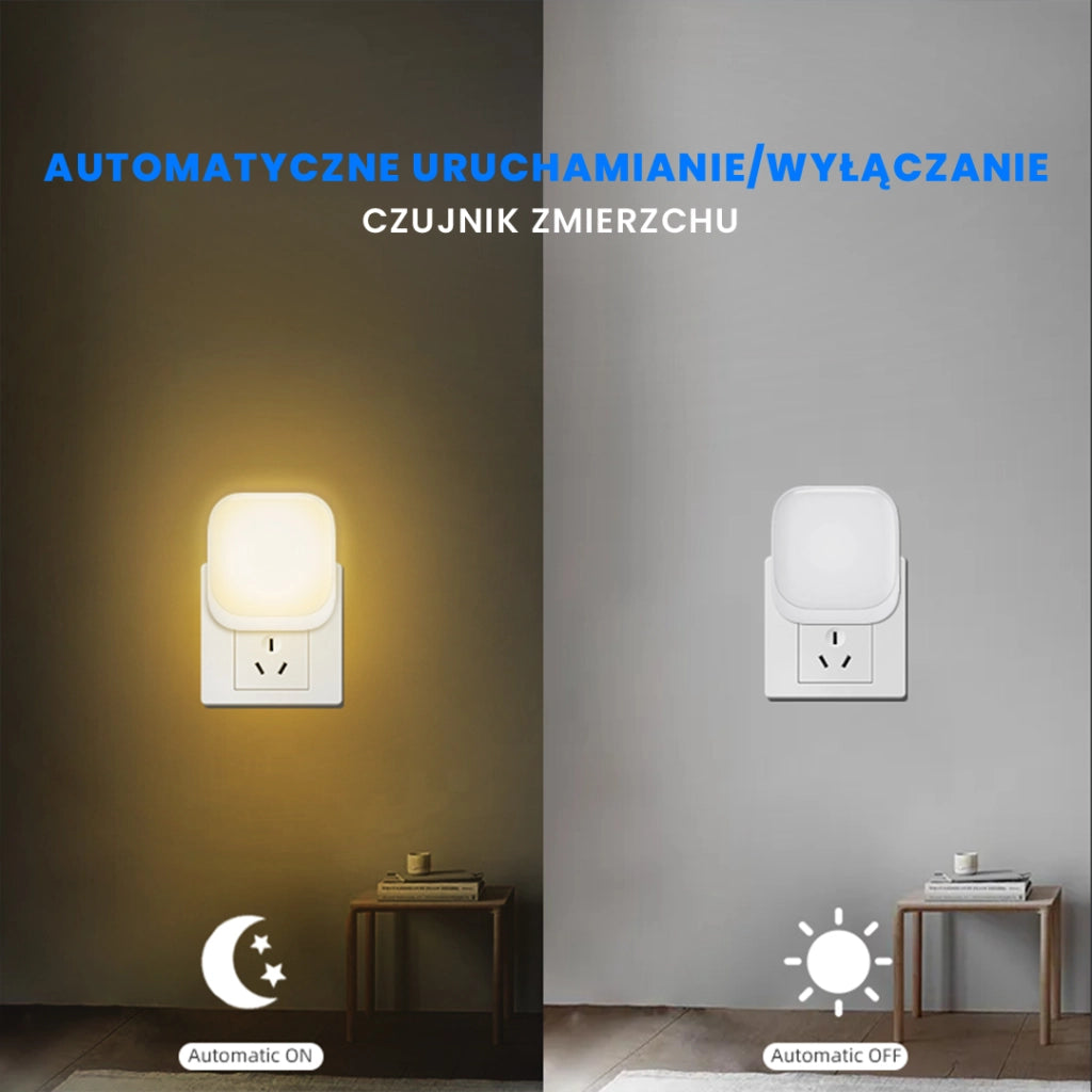 Luce notte presa con crepuscolare bianca quadrata dimmer LED 0,5W