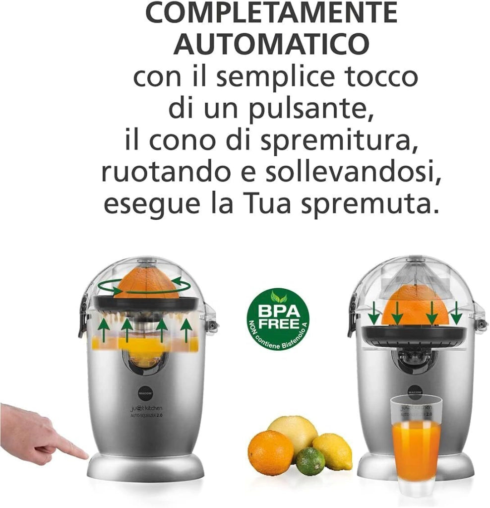 Macom 874 Auto Squeezer 2.0 Spremiagrumi Automatico Potenza 60 W Capacita' 0.4 l colore Grigio e Nero