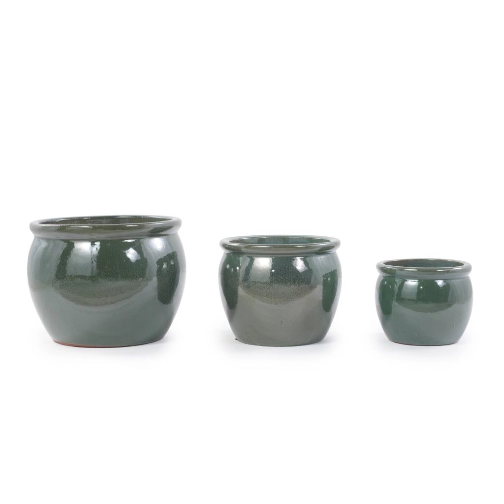 VASO in ceramica Ø 30 cm blu verde antico lucido