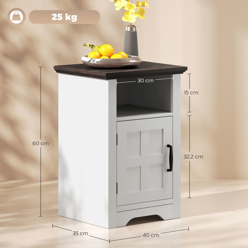 Tavolino Rustico con Cassetto ¨C Minimal ¨C 40x35x60 cm Bianco e Marrone