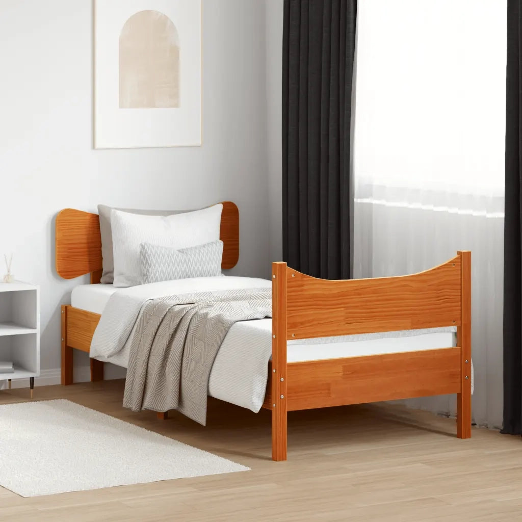 Letto senza Materasso-Struttura Letto Marrone Cera 75x190 cm in Legno di Pino 573274