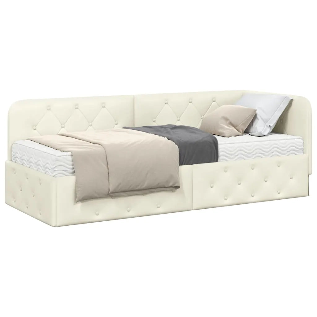 Cornice del letto ad angolo Crema 80 x 200 cm Velluto