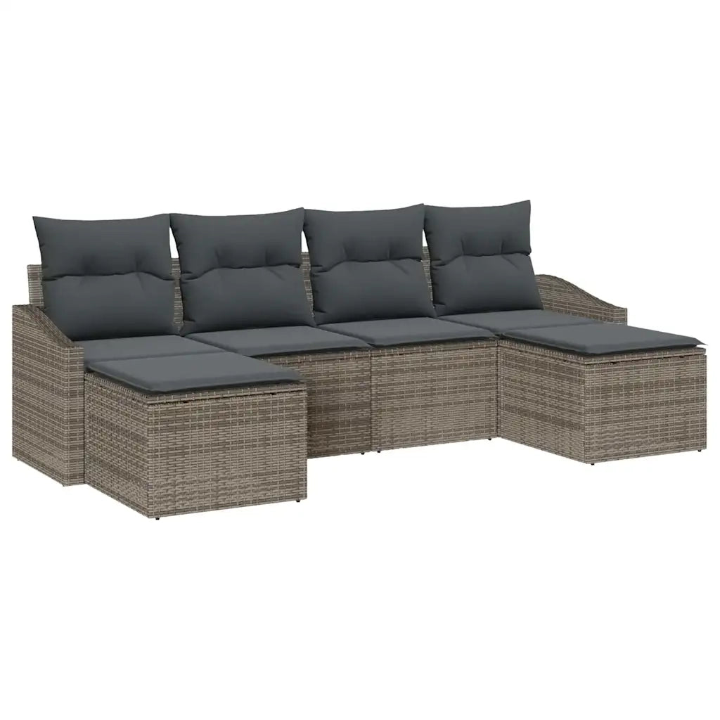 Set di divani con cuscino 6 pcs Grigio polyrattan