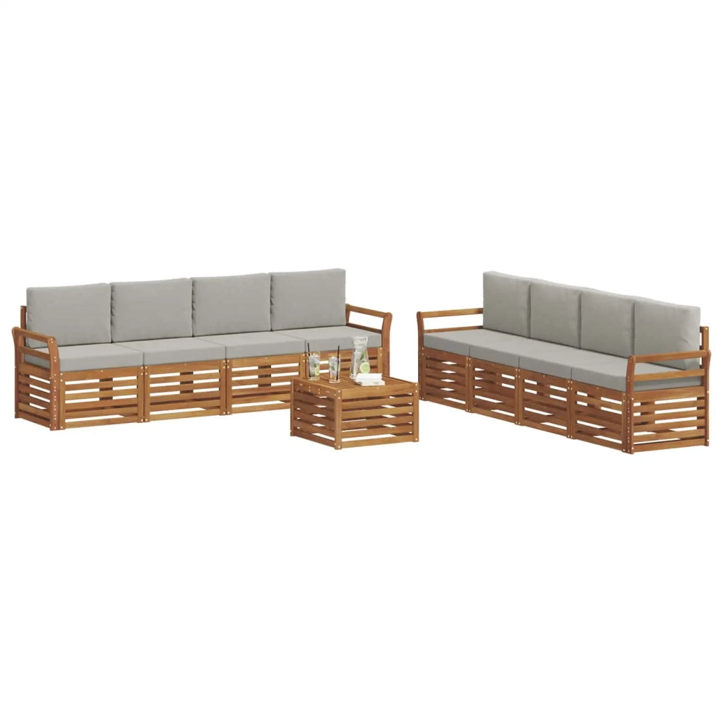 Set divani con cuscino 9 pcs Grigio Naturale e Chiaro 3374571