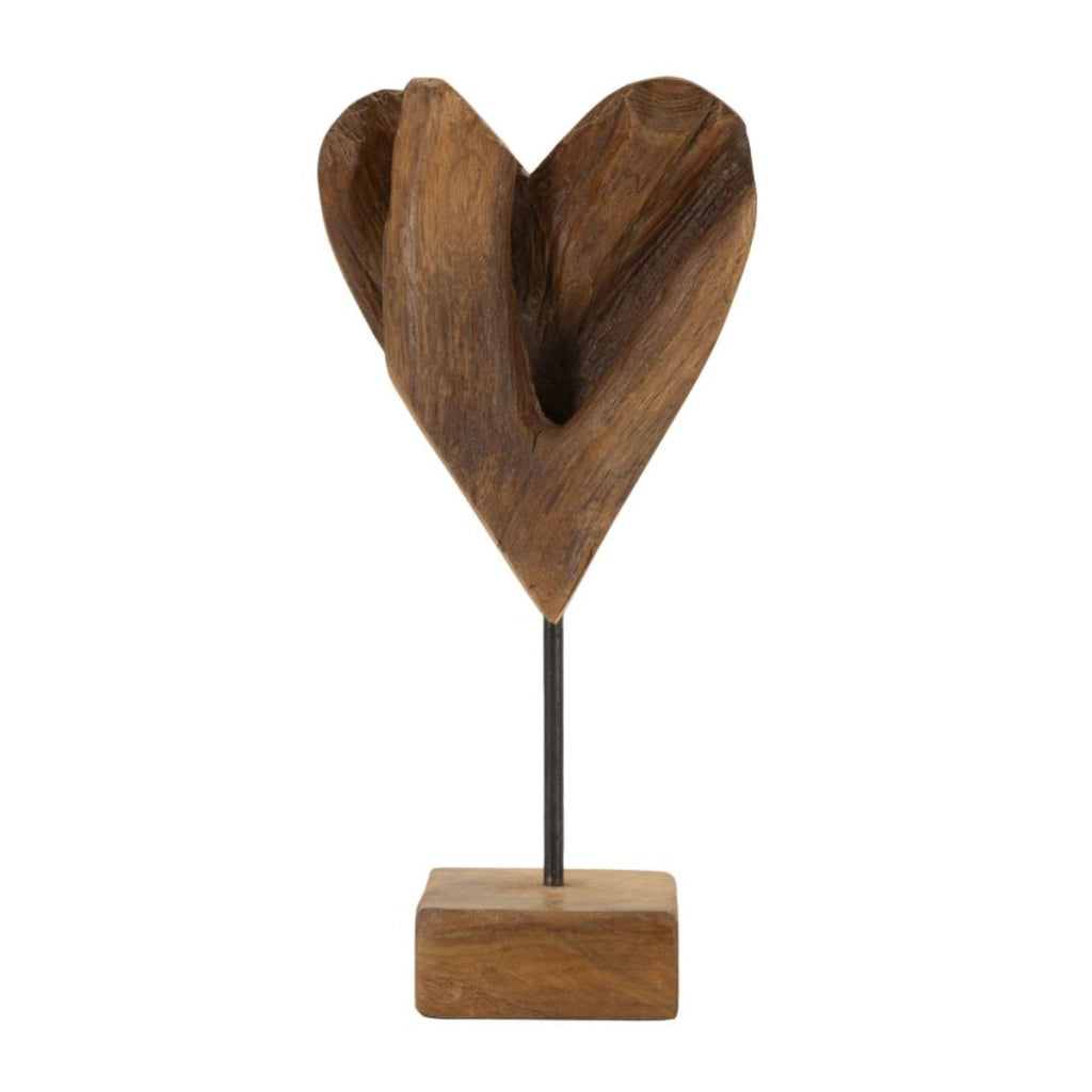 Scultura Cuore 9, Marrone, Legno, 15x10x35 cm
