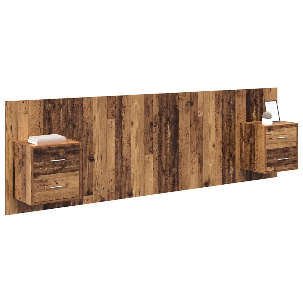 Testata con Comodino 3 pcs Legno vecchio Legno multistrato 3415805
