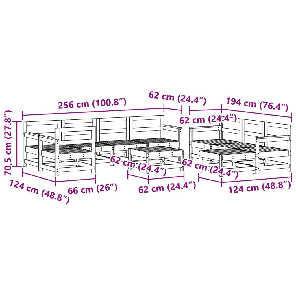 Set Lounge da Giardino 10 pcs Marrone Cera